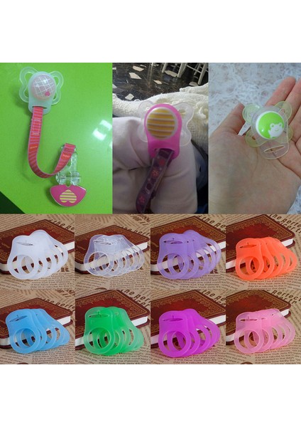 Adet Çok Renkli Silikon Bebek Emzik Tutucu Klips Adaptörü Mam Halkaları Için (Yurt Dışından) fiyatları