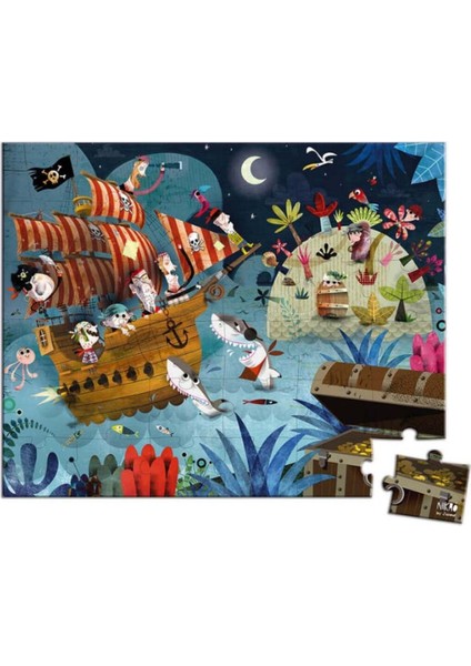 Luxury Janod 36 Parça Çantalı Puzzle - Hazine Avı 1 Adet