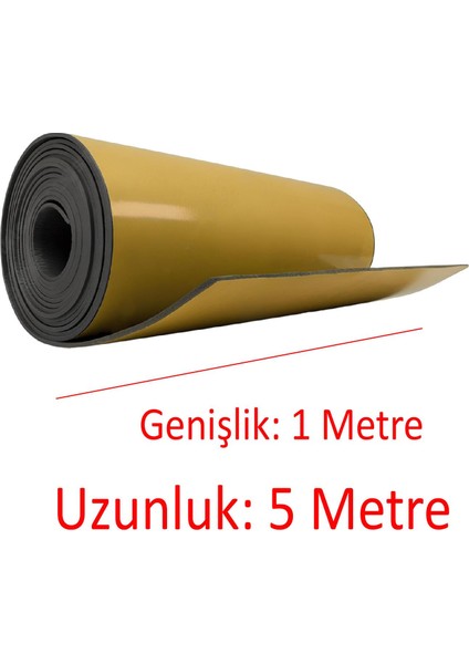 Yapışkanlı Araç Ses Isı Yalıtım Izolasyon Bandı EN:100 cm Kalınlık:5 mm Uzunluk:5 Metre Kauçuk