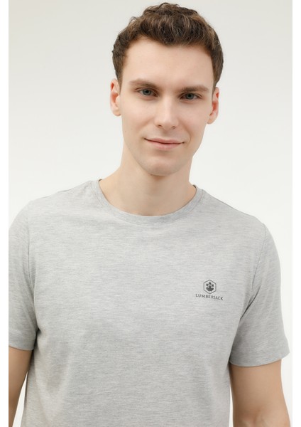 M-CT102 Bsc C Nk T-Sh 3fx Gri Melanj Erkek Kısa Kol T-Shirt