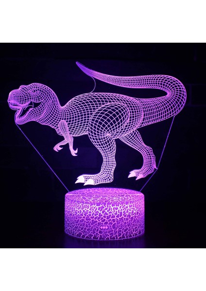 Dinozor 3D Dokunmatik Masa Masa Lambası Üç Desen 7 Renk Akrilik Düz ve Abs Çatlak Tabanlı ve USB Kablolu Optik Illüzyon Işıkları (Yurt Dışından) modelleri