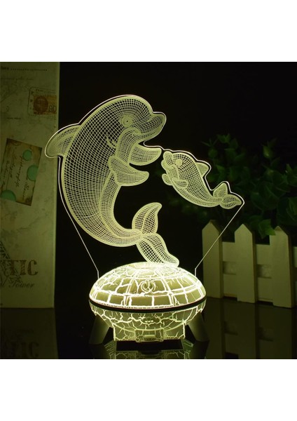 Yunus 7/16 Renk Uzaktan Kumanda + Dokunmatik Yatak Odası Masa Lambası Hayvan USB Küçük 3D LED Lamba Ev Dekor Lambası Çocuk Yetişkin Doğum Günü/noel Hediyesi Yunus Oyuncağı (Lav Tabanı) (Yurt Dışından)