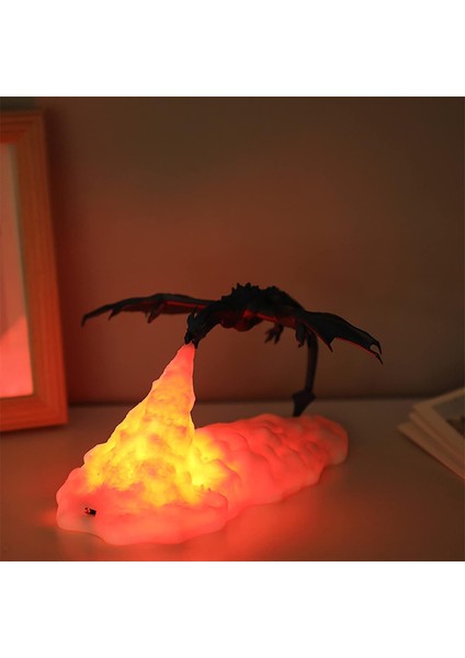 Ejderha Ateşi Solunum Lambası, 3D Baskılı Volkan Ejderha Lambaları Ay Işığı USB ile Şarj Edilebilir, Yatak Odası Ofis Çocukları Için Masaüstü Lambası Noel Noel Hediyeleri (Yurt Dışından)