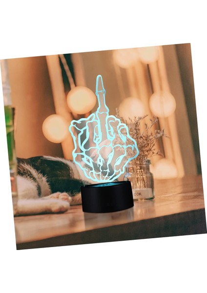 Dikey Orta Parmak 3D Lamba LED Masa Lambası LED Masa Lambası 3D LED Fenerler LED Ampüller LED Kreş Gece Işıkları 3D Görsel Lamba Siyah Iskelet Parti Malzemeleri (Yurt Dışından) fiyatları