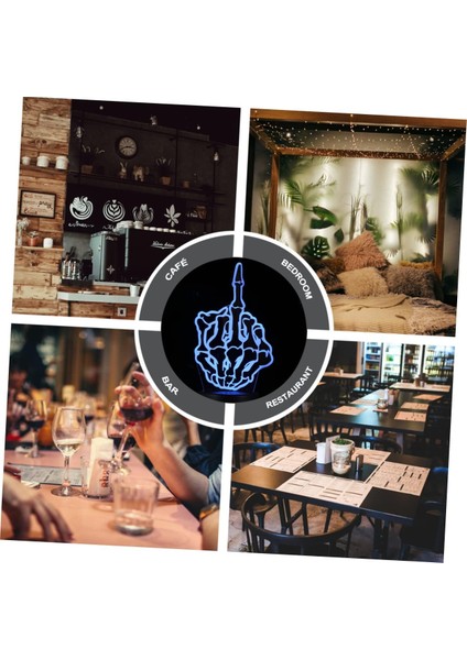 Dikey Orta Parmak 3D Lamba LED Masa Lambası LED Masa Lambası 3D LED Fenerler LED Ampüller LED Kreş Gece Işıkları 3D Görsel Lamba Siyah Iskelet Parti Malzemeleri (Yurt Dışından) modelleri