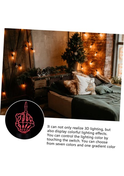 Dikey Orta Parmak 3D Lamba LED Masa Lambası LED Masa Lambası 3D LED Fenerler LED Ampüller LED Kreş Gece Işıkları 3D Görsel Lamba Siyah Iskelet Parti Malzemeleri (Yurt Dışından) fırsatları