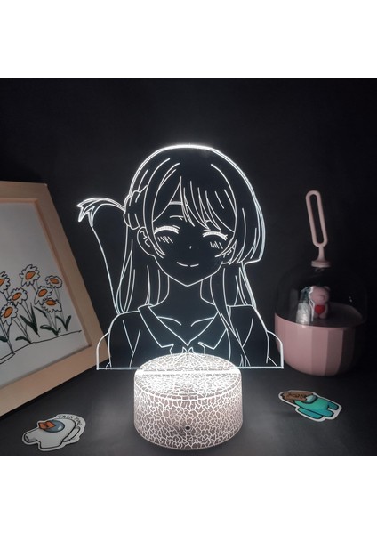 Bir Kız Arkadaş Kiralama Anime 3D Oğlan Için 16 Renk Kız Odası Dekoru Illusion LED Lamba USB Manga Sarashina Ruka Kanojo Şekil Uygun Çocuklar Hayranlar Yılbaşı Hediyeleri (Lav Lambası) (Yurt Dışından)