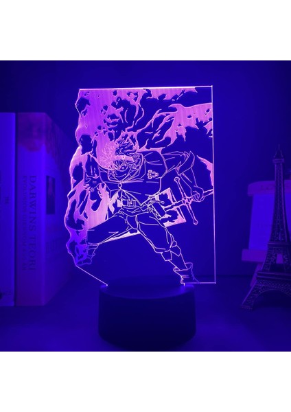 Anime Siyah Yonca Figürü 3D Çocuk Hayranları Için, Uzaktan Kumanda ile Değişen 16 Renk, Çocuk Odası Dekoru, Asta Figürü Manga Illusion LED Oyuncak Lamba Kız Erkek Noel Hediyeleri (Yurt Dışından)