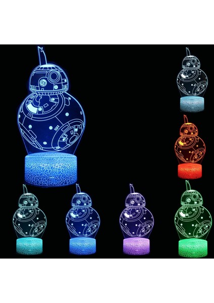 3D Illusion Bb-8 D2 Üç Desen 16 Renk Değişimi Dekor Lambası Masa Masa Çocuklar Çocuklar Için Lambası (Yurt Dışından)