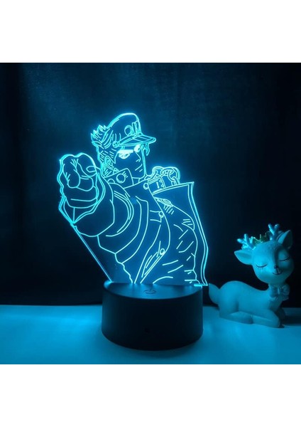 3D Illusion Anime Işık Jojo Tuhaf Macera Çocuklar Için 3D 16 Renk Uzaktan Kumandalı Dekor Lamba Manga Jotaro Kujo Hayranları Için Şekil Noel Hediyesi Kız Erkek Oyuncaklar (Siyah) (Yurt Dışından)