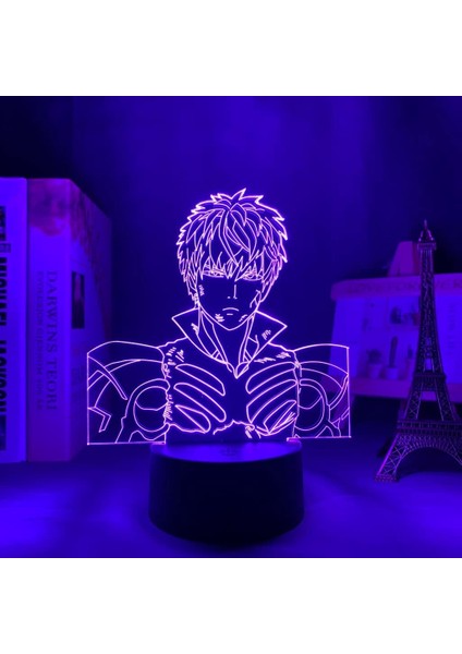 Anime One Punch Man Figürü 3D Çocuk Hayranları Için, Uzaktan Kumanda ile Değişen 16 Renk, Çocuk Odası Dekoru, Şekil Manga Illusion LED Oyuncak Lamba Kız Erkek Noel Hediyeleri (Yurt Dışından)