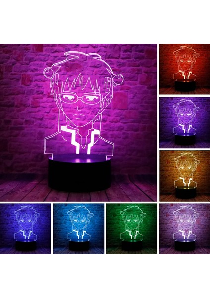 Sevimli Saiki K Anime Karakterinin Felaket Yaşamı 3D LED Optik Illüzyon Uyku Uzaktan Kumandalı 7 Renk Yatak Odası Dekoru Masa Lambası Çocuklar Için Doğum Günü Noel Hediyeleri Erkek Kız (Yurt Dışından)