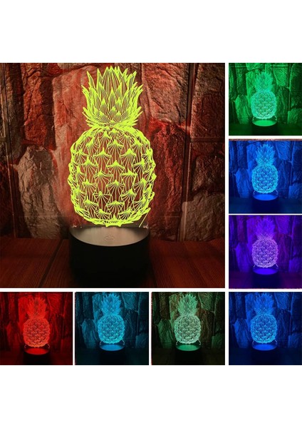 Sevimli Meyve Ananas 3D LED Optik Illusion Uyku Uzaktan 7 Renk ile Yatak Odası Dekor Masa Lambası Çocuklar Için Doğum Günü Noel Hediyeleri Erkek Kız (Yurt Dışından)
