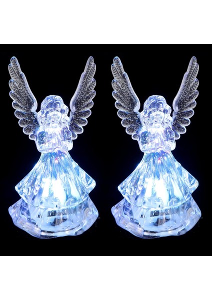 LED Melek Figürleri Renk LED Melek Lambası, Renkli Bahçe Melek Başucu Işık Bahçe Dekor Pırıltılı 3D Işıklı Melek Heykelcik Masa Süsleme Doğum Günü 2 Adet Mini Başucu Işıkları (Yurt Dışından)