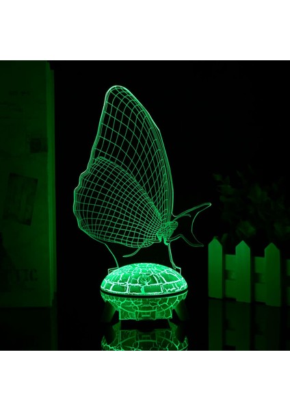 3D Kelebek Gece Işığı Lambası Illusion 7/16 Renk Uzaktan Kumanda + Dokunmatik Masa Lambaları USB Şarjlı Doğum Günü Xmas Hediye Oyuncaklar Kızlar Için Kelebek Lamba (Lav Tabanı) (Yurt Dışından)