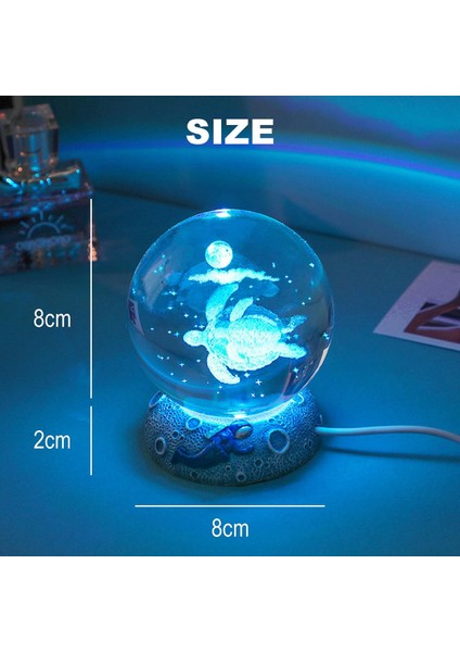 3D Kristal Deniz Kaplumbağası Topu Gece Lambası, 16 LED Renk Değiştirme Tabanı, Yatak Odası ve Oturma Odası Dekorasyonu Soğuk Deniz Hayvanı Masa Lambası, Çocuklar Soğuk Işık si Kız Erk (Yurt Dışından) modelleri