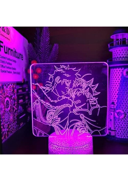 Anime Siyah Yonca Figürü 3D Çocuk Hayranları Için, Uzaktan Kumanda ile Değişen 16 Renk, Çocuk Odası Dekoru, Şekil Manga Illusion LED Oyuncak Lamba Kız Erkek Noel Hediyeleri (Yurt Dışından)