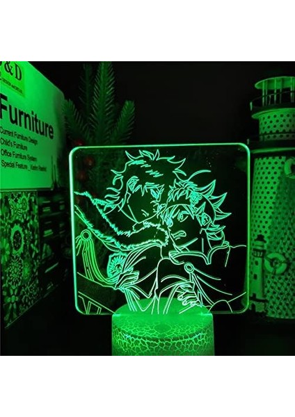 Anime Siyah Yonca Figürü 3D Çocuk Hayranları Için, Uzaktan Kumanda ile Değişen 16 Renk, Çocuk Odası Dekoru, Şekil Manga Illusion LED Oyuncak Lamba Kız Erkek Noel Hediyeleri (Yurt Dışından) fiyatları