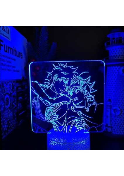 Anime Siyah Yonca Figürü 3D Çocuk Hayranları Için, Uzaktan Kumanda ile Değişen 16 Renk, Çocuk Odası Dekoru, Şekil Manga Illusion LED Oyuncak Lamba Kız Erkek Noel Hediyeleri (Yurt Dışından) modelleri