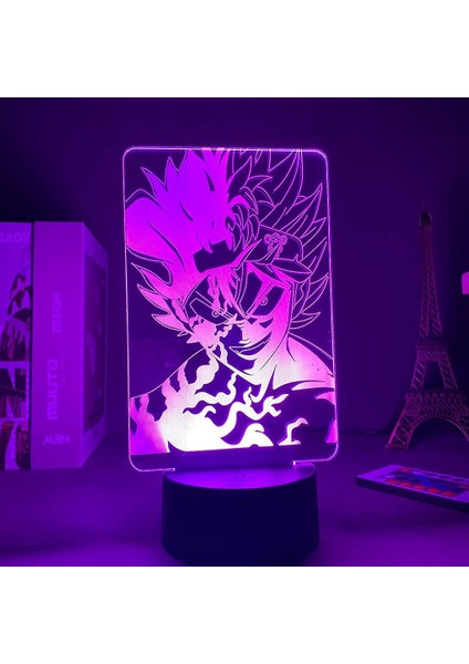 Anime Siyah Yonca Figürü 3D Çocuk Hayranları Için, Uzaktan Kumanda ile Değişen 16 Renk, Çocuk Odası Dekoru, Asta Figürü Manga Illusion LED Oyuncak Lamba Kız Erkek Noel Hediyeleri (Yurt Dışından)