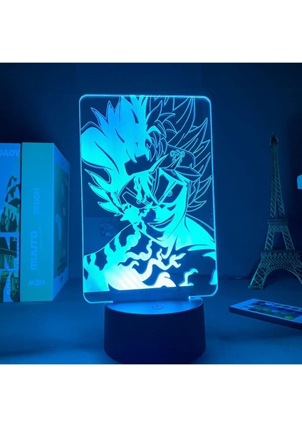 Anime Siyah Yonca Figürü 3D Çocuk Hayranları Için, Uzaktan Kumanda ile Değişen 16 Renk, Çocuk Odası Dekoru, Asta Figürü Manga Illusion LED Oyuncak Lamba Kız Erkek Noel Hediyeleri (Yurt Dışından) fırsatları