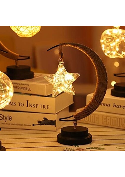 3D Büyülü Ay Lambası, 2023 Yeni Sihirli Ay LED Galaksi Lambası, Ev Dekorasyonu Için El Yapımı Ferforje Masa Lambası Tatil Doğum Günü Hediyesi (Pentagram-Sarı Işık) (Yurt Dışından)