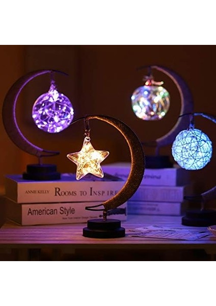 3D Büyülü Ay Lambası, 2023 Yeni Sihirli Ay LED Galaksi Lambası, Ev Dekorasyonu Için El Yapımı Ferforje Masa Lambası Tatil Doğum Günü Hediyesi (Pentagram-Sarı Işık) (Yurt Dışından)
