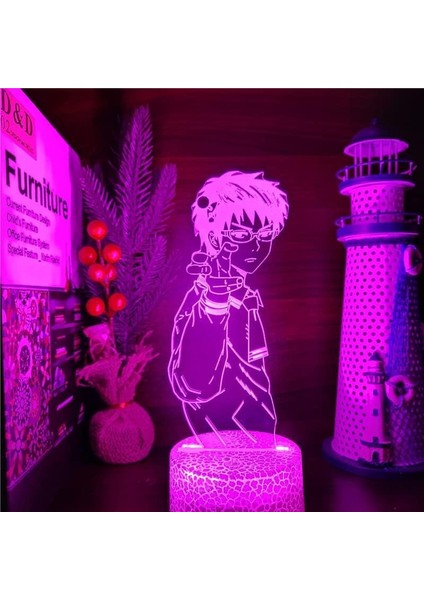 Saiki K'nin Felaket Hayatı Anime 3D Erkek Için 16 Renk Kız Odası Dekoru Illusion LED Lamba USB Manga Saiki Kusuo Şekil Uygun Çocuk Hayranları Noel Hediyeleri (Crack) (Yurt Dışından)