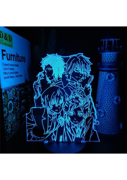 Anime Bungo Sokak Köpekleri Figürü 3D Çocuk Hayranları Için, Uzaktan Kumanda ile Değişen 16 Renk, Çocuk Odası Dekoru, Figür Manga Illusion LED Oyuncak Lamba Kız Erkek Çocuklar Yılbaş (Yurt Dışından)