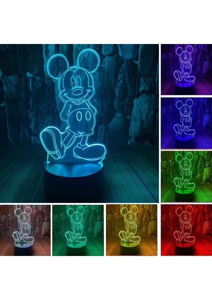 Sevimli Mickey Minnie Mouse Fare Figürleri Peri Işık Anime Figürü 3D Uzaktan Kumandalı LED Uyku 7 Renkler Yatak Odası Dekoru Masa Lambası Çocuklar Doğum Günü Noel Hediyeleri Erkek Kı (Yurt Dışından)