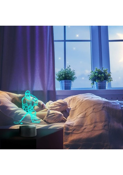 Çocuklar Hokey Oyuncusu 3D Gece Işığı Lambaları 7 LED Renk Değiştirme Dokunmatik Masa Masa Lambaları Aydınlatma Serin Oyuncaklar Hediyeler Spor Hokeyi Fanı Doğum Günü Noel Dekorasyonu (Yurt Dışından) modelleri