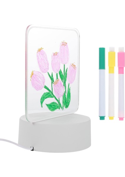 Çocuklar Gece Işıkları Lale Çiçekler Gece Işıkları Dıy Akrilik Masa Lambası 3D Illüzyon Işık Işık Dokunmatik Optik Illüzyon LED Komodin Uyuyan Masa Lambası LED (Yurt Dışından)