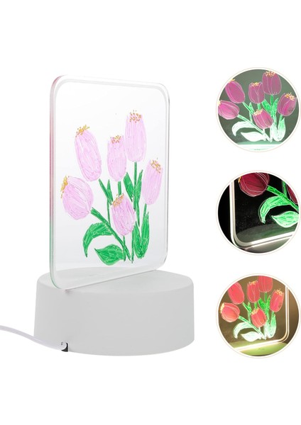 Çocuklar Gece Işıkları Lale Çiçekler Gece Işıkları Dıy Akrilik Masa Lambası 3D Illüzyon Işık Işık Dokunmatik Optik Illüzyon LED Komodin Uyuyan Masa Lambası LED (Yurt Dışından)