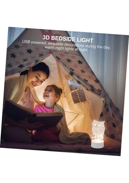 3 Adet 3D Bebek Için 3D Çocuk Odası Için Pille Çalışan LED Modelleme Işığı Baykuş Dekoru 3D Illüzyon Lambası 3D LED Lamba (Yurt Dışından)