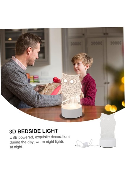 3 Adet 3D Bebek Için 3D Çocuk Odası Için Pille Çalışan LED Modelleme Işığı Baykuş Dekoru 3D Illüzyon Lambası 3D LED Lamba (Yurt Dışından)