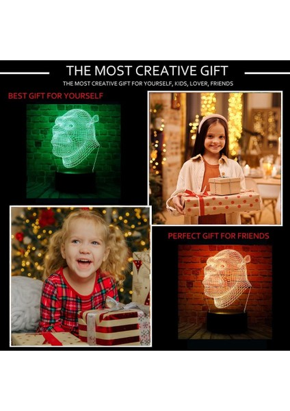 Sevimli Shrek Sonsuza Kadar Sonra Figürinler Anime Karakter 3D LED Optik Illüzyon Uzaktan Kumandalı Uyku 7 Renkler Yatak Odası Dekoru Masa Lambası Çocuklar Doğum Günü Noel Hediyeleri (Yurt Dışından) fiyatları