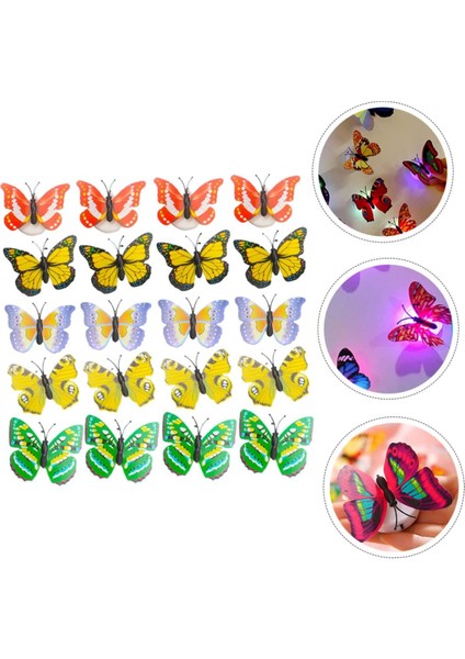 20 Adet Işık Yayan Kelebek Çocuk Odası Için 3D Duvar Çıkartmaları Tavan Dekor Odası Abajur Kelebekler Neon Duvar Işığı Kelebekler Duvar Dekoru Plastik LED (Yurt Dışından)