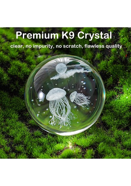 3D Kristal Denizanası Topu Işık, 3.15 Inç K9 Top Lambası, 16 LED Renk Taban, Yatak Odası ve Oturma Odası Dekorasyonu Serin Deniz Hayvanı Masa Lambası, Çocuklar Soğuk Işık Hediyesi (Yurt Dışından)
