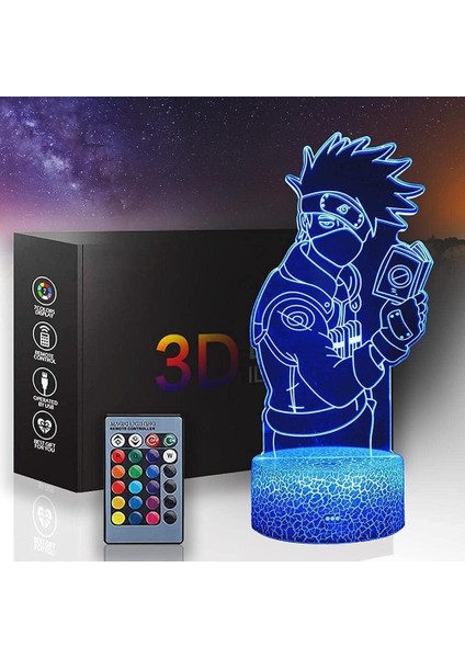 Japon Anime Figürü Itachi Uchiha Kakashi Jiraiya Lambaları 3D Optik Illusion Gece Işığı Lambası LED Noel Doğum Günü Yatak Odası Dekoru Parti Hediyeleri Boys 8-12 (16 Renk) (Yurt Dışından)