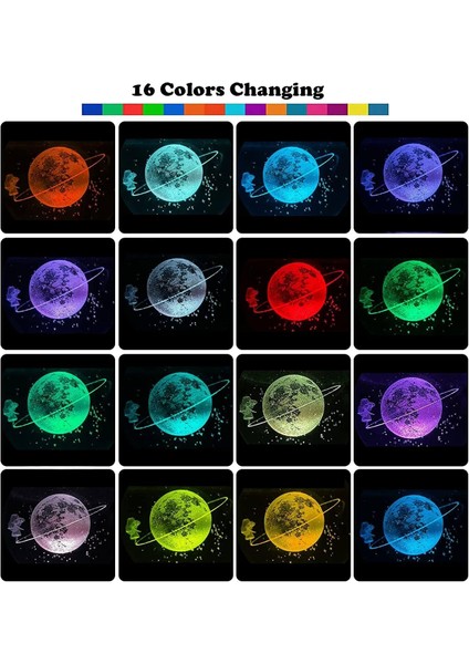 3D Kristal Güneş Sistemi Topu Gece Lambası, 16 LED Değiştiren Taban, Yatak Odası ve Oturma Odası Dekorasyonu Serin Yıldız Masa Lambası, Çocuklar Serin Uzay Işığı Kız Erkek (Güneş (Yurt Dışından)