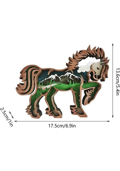 3D Hayvan Dekoru Süs LED - Ahşap Çok Katmanlı Oyma Hayvan Görünümü Yatak Odası Masası Için Dekoratif Elk Versiyonu (Boyut : At) (Yurt Dışından)
