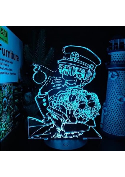 Tuvalete Bağlı Anime 3D Erkek Için 16 Renk Kız Odası Dekoru Illusion LED Lamba USB Manga Hanako Kun Şekil Uygun Çocuk Hayranları Yılbaşı Hediyeleri (Siyah) (Yurt Dışından)