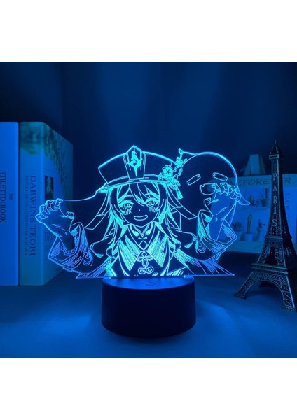 Oyun Genshin Etki Figürü 3D Çocuk Hayranları Için, Uzaktan Kumanda ile Değişen 16 Renk, Çocuk Odası Dekoru, Hu Tao Manga Illusion LED Oyuncak Lamba Kız Erkek Noel Hediyeleri (Yurt Dışından)