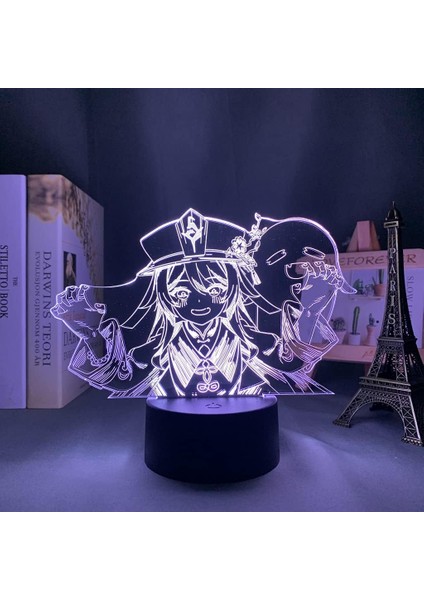 Oyun Genshin Etki Figürü 3D Çocuk Hayranları Için, Uzaktan Kumanda ile Değişen 16 Renk, Çocuk Odası Dekoru, Hu Tao Manga Illusion LED Oyuncak Lamba Kız Erkek Noel Hediyeleri (Yurt Dışından)