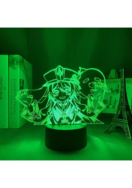 Oyun Genshin Etki Figürü 3D Çocuk Hayranları Için, Uzaktan Kumanda ile Değişen 16 Renk, Çocuk Odası Dekoru, Hu Tao Manga Illusion LED Oyuncak Lamba Kız Erkek Noel Hediyeleri (Yurt Dışından)