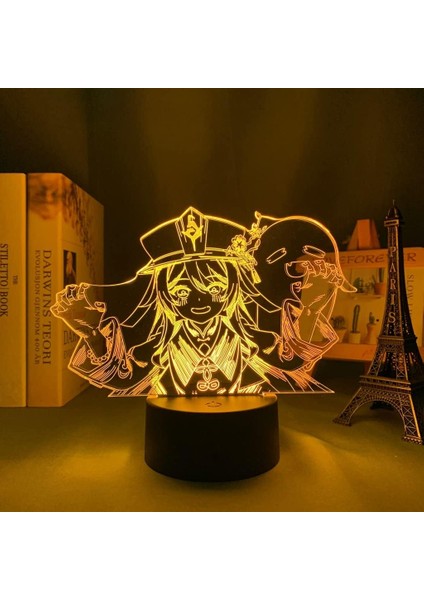Oyun Genshin Etki Figürü 3D Çocuk Hayranları Için, Uzaktan Kumanda ile Değişen 16 Renk, Çocuk Odası Dekoru, Hu Tao Manga Illusion LED Oyuncak Lamba Kız Erkek Noel Hediyeleri (Yurt Dışından)