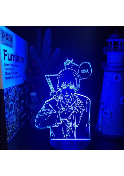 Testere Adam Anime 3D Erkek Için 16 Renk Kız Odası Dekoru Illusion LED Lamba USB Manga Pochita Şekil Uygun Çocuklar Fanlar Noel Hediyeleri (Siyah) (Yurt Dışından)
