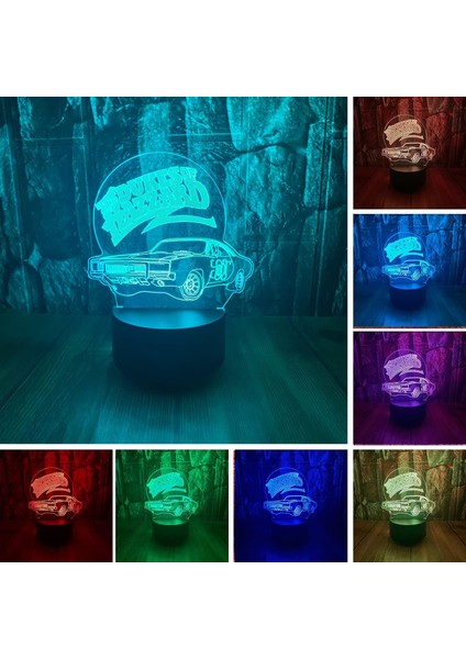Sevimli 01 Oto General Lee Araba Anime Karakter 3D Uzaktan Kumandalı LED Uyku 7 Renkler Yatak Odası Dekoru Masa Lambası Çocuklar Için Doğum Günü Noel Hediyeleri Erkek Kız (Yurt Dışından)