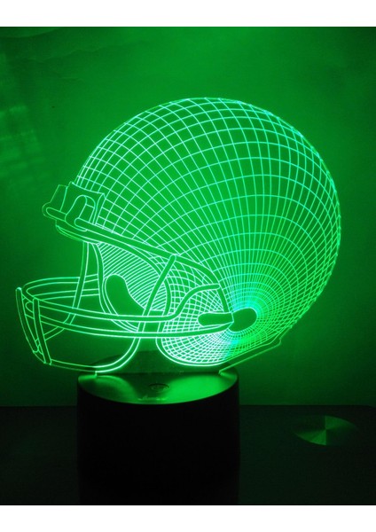 Futbol Kaskı 3D LED Illüzyon Lambası Başucu Masa Lambası, Akrilik Düz ve Abs Tabanlı 7 Renk Değiştiren Işıklar ve Ev Dekorasyonu Olarak USB Şarj Cihazı (Yurt Dışından)