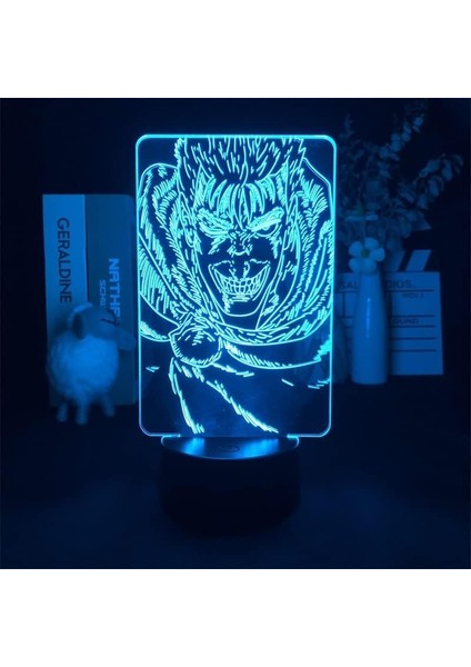Anime Berserk Guts Şekil 3D Çocuklar Hayranları Gece Işığı, Uzaktan Kumanda ile Değişen 16 Renk, Çocuk Odası Dekoru, Şekil Manga Illusion LED Oyuncak Lamba Kız Erkek Noel Hediyeleri (Yurt Dışından)